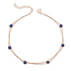 KENPAZAR 925 Ayar Gümüş Rose Çift Zincirli Nazar Halhal