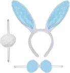 KENPAZAR Tavşan Kostüm Seti Taç Papyon Ponpon Kuyruk Mavi