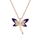 KENPAZAR 925 Ayar Gümüş Lacivert Yusufçuk Kadın Gümüş Kolye