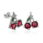 KENPAZAR Gümüş Kiraz Figürlü Meyve Çivili Küpe