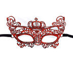 KENPAZAR Kırmızı Renk Dantel Örgü İşlemeli Parti Maskesi Model 2