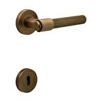 KOLDOOR Punch Mat Antik Sarı Rozetli Oda Kapı Kolu 4 Takım