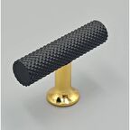 Mobilya Dolap Kulpu Mutfak Çekmece Kulpu Çizgili Dal Siyah Gold Tek Düğme 10 Adet