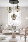 KONTES GOLD KASA ŞEFFAF KRİSTAL TAŞLI SALON ÜÇLÜ AVİZE
