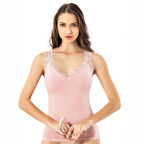  BUTİK Modal Kumaş V Yaka Dantel Askılı Kutu Ambalajlı Kadın Atlet