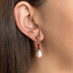 Mercan Taşlı İnci Küpe