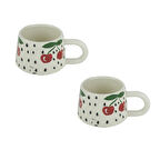 Kupa Bardak Seramik Vişne Desenli 2'li Set 200 Ml