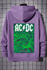 Unisex Ac Dc Baskılı Kapüşonlu Sweatshirt