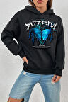 Uyguntarz Unisex Blue Butterfly Baskılı Sweatshirt