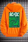Unisex Ac Dc Baskılı Kapüşonlu Sweatshirt