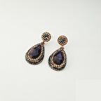 Gümüş Safir Taşlı Küpe