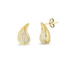 Taşlı Su Damlası Altın Küpe