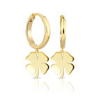 Yonca Sallantılı Halka Altın Küpe