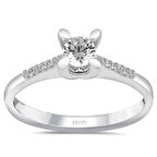  E Renk Toplam 0.37 Karat Pırlanta Kolu Taşlı Tektaş Yüzük