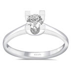 H Renk 0.30 Karat Pırlanta Tektaş Yüzük - HRD Sertifikalı