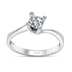 F Renk SI1 0.40 Karat Pırlanta Tektaş Yüzük - GİA Sertifikalı