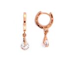 Sallantılı Oval Swarovski Taşlı Altın Küpe 14 Ayar