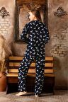 Sude Kadın Gömlek Yaka Polar Pijama Takımı M913 - 1 Adet