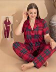 Boyraz Kadın Milan Büyük Beden Boydan Düğmeli Kısa Kol İnce Pijama Takımı 11081 - 1 Adet