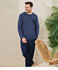 Pijamoni Erkek Pamuklu Bisiklet Yaka Uzun Kol İnce Pijama Takımı 6150/8 - 1 Adet