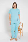 Senfoni Kadın Büyük Beden Bisiklet Yaka Kısa Kol Pamuklu Pijama Takımı 6083 -1 Adet
