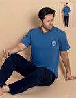 Pijamerry Erkek Bisiklet Yaka Kısa Kol Penye Pijama Takımı 6380 - 1 Adet