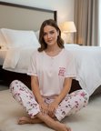 Mihra Kadın Ring Viskon Düğmeli Yaka Kısa Kol Likralı Pijama Takımı 40112P - 1 Adet