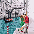 Canvas Aşık Olan Çiftler Sayılarla Boyama Seti  Kasnaklı 40 x 50 cm