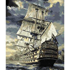 Canvas Görkemli Kalyon Sayılarla Boyama Seti  Kasnaklı 40 x 50 cm