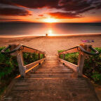 Canvas Gün Batımı ve Merdiveni Sayılarla Boyama Seti  Kasnaklı 40 x 50 cm