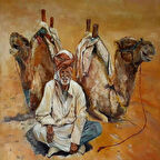 Canvas Çöldeki Develer Sayılarla Boyama Seti  Kasnaklı 40 x 50 cm