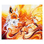 Canvas Tilki Sayılarla Boyama Seti  Kasnaklı 40 x 50 cm
