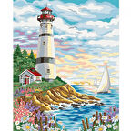 Canvas Yelken ve Fener Sayılarla Boyama Seti  Kasnaklı 40 x 50 cm