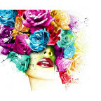 Canvas Çiçek Kadın 26 Sayılarla Boyama Seti  Kasnaklı 40 x 50 cm