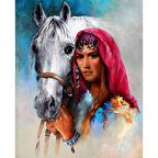 Canvas Köylü Güzeli 2 Sayılarla Boyama Seti  Kasnaklı 40 x 50 cm