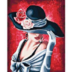 Canvas Şapkamda Bir Güzel Sayılarla Boyama Seti  Kasnaklı 40 x 50 cm