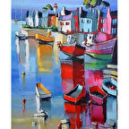 Canvas Konuşan Kayıklar Sayılarla Boyama Seti  Kasnaklı 40 x 50 cm