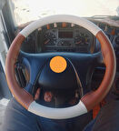 DİKİŞLİ DİREKSİYON KILIFI KREM DERİ TABA DERİ SİYAH DİKİŞLİ MERCEDES AXOR İÇİN