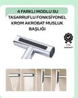 Çok Fonksiyonlu Musluk Başlığı | 4 Su Modu | Geniş Uyumlu Adaptör Seti | Mutfak Ve Banyo Uyumlu