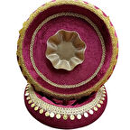 Kına Sepet Tepsi Takımı Bordo Osmanlı Liralı