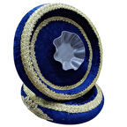 Kına Sepet Tepsi Takımı Lacivert Gold Aplikli