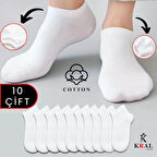 KRAL SOCKS Kadın - Erkek (10 ÇİFT ) Düz Desen Ekonomik Bilek Boy Patik Çorap