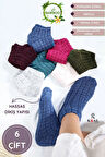 Kadın Kabartma Kışlık Ters Havlu 6 Çift Karma Renk Çorap Seti