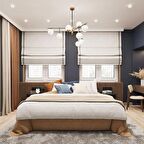 Açık Gri Fon Kumaş Üzerine Koyu Gri Biyeli Katlamalı Perde