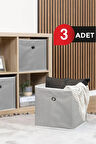(3 ADET) ALAS Raf Organizer Kutu Seti (30*30*30 cm) Yeni Sezon Nano Teknoloji Su Geçirmez Kumaş Gri