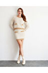 Düğme Detay Uzun Kollu Camel Triko Takım