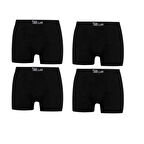 Erkek Likralı 4 Adet Siyah Premium 1.Kalite Pamuklu Penye Esnek Kumaş Boxer Baksır