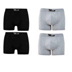 Erkek Likralı 4 Adet Siyah-Gri Karşık Premium 1.Kalite Pamuklu Penye Esnek Kumaş Boxer Baksır