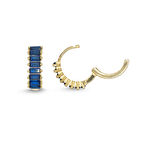 Mavi Taşlı Baget Sarı Gümüş Küpe GMKP29