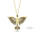 Sarı Taşlı Anka Kuşu Altın Kaplama Kolye GM92